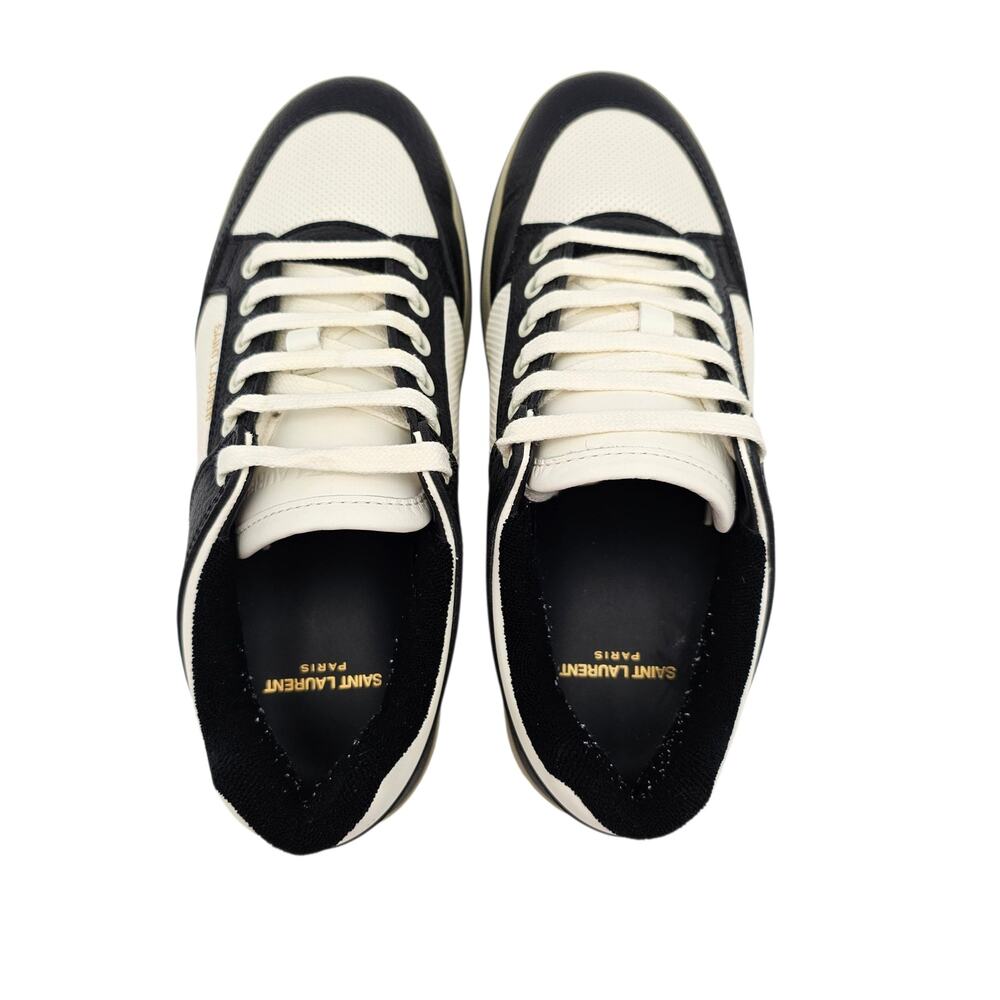 Saint Laurent SL61 Low Top Sneaker Black White Leather Size 39.5 US 9.5 - Picture 7 of 13